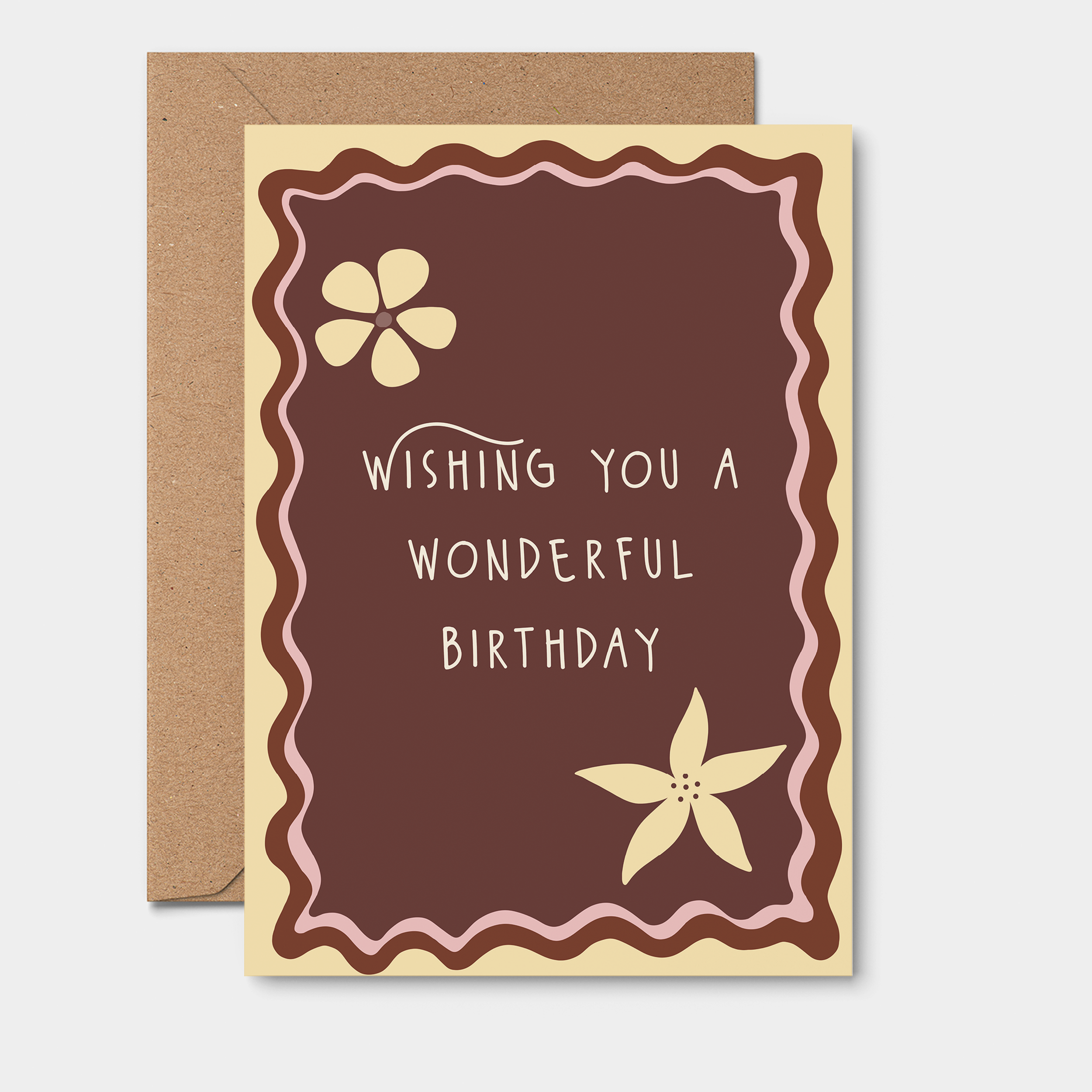 Wishing You A Wonderful Birthday Greeting Card | Brown Flowers