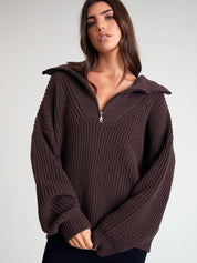 Chunky Knit 1/2 Zip | Chocolate