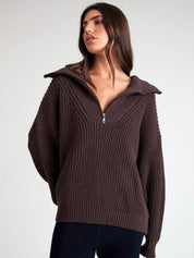 Chunky Knit 1/2 Zip | Chocolate