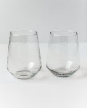 Handblown Hammered Glass Water Tumbler - Set of 2: Blush