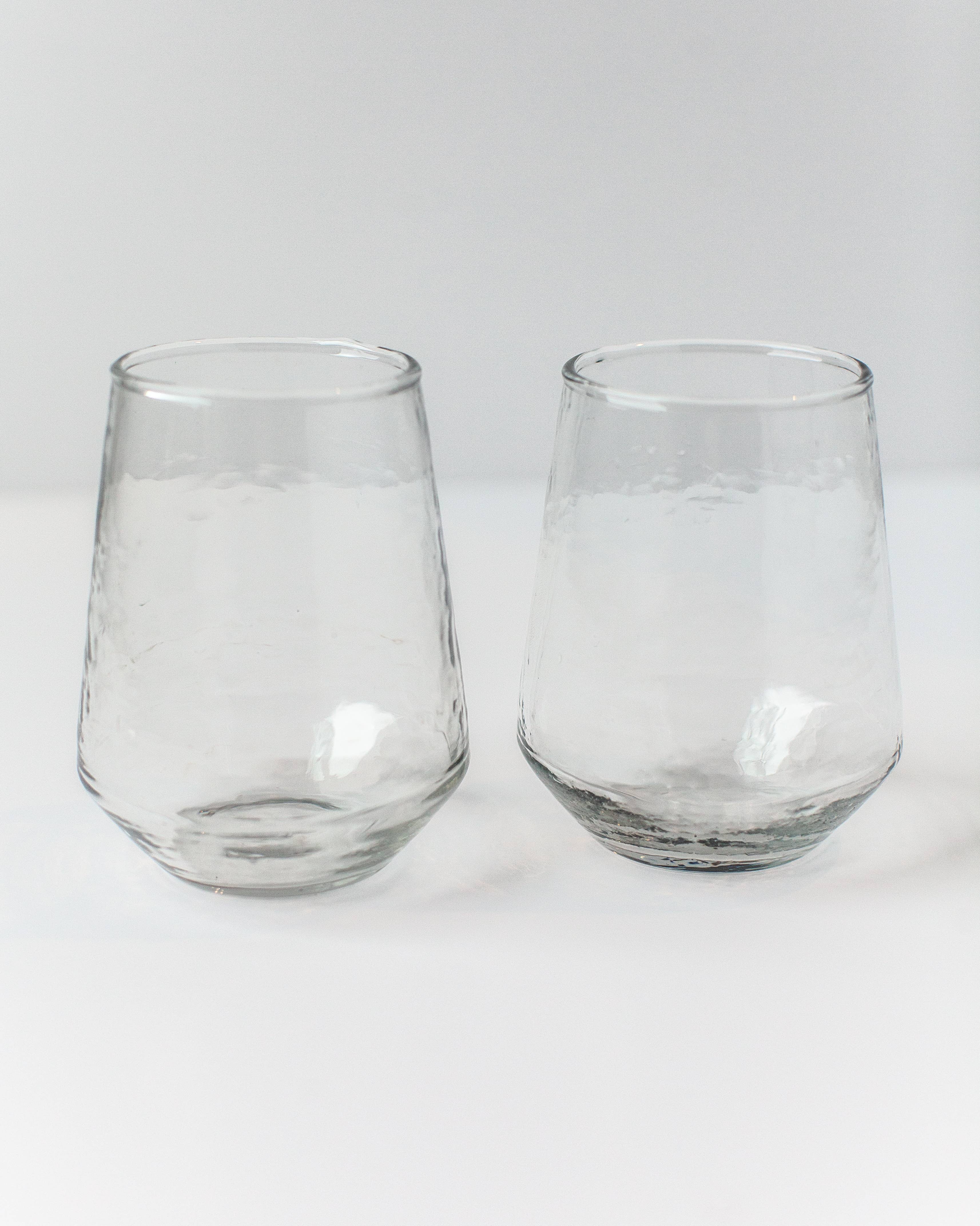 Handblown Hammered Glass Water Tumbler - Set of 2: Blush