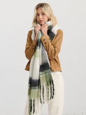 Moss Checkered Fluffy Scarf