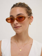 Anderson Oval Frame Sunglasses in Caramel