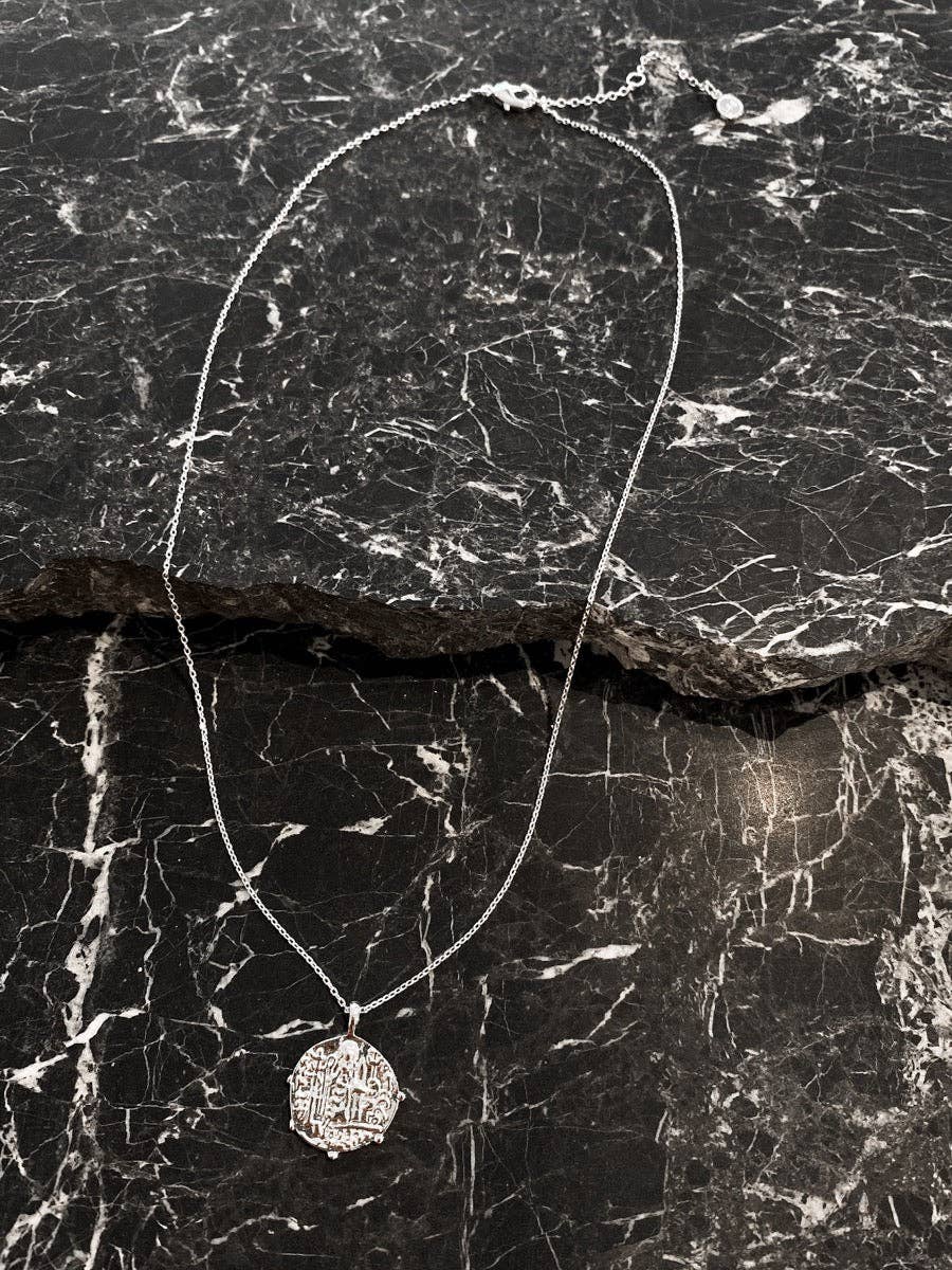 Coin Charm Sterling Silver Plated Necklace