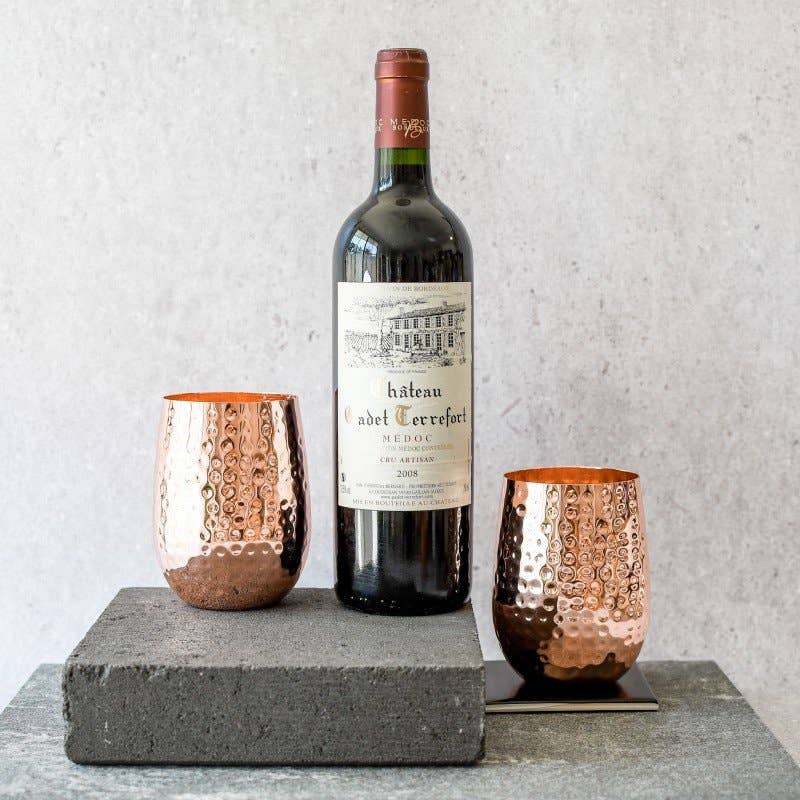 Unboxed Copper Hammered Glasses