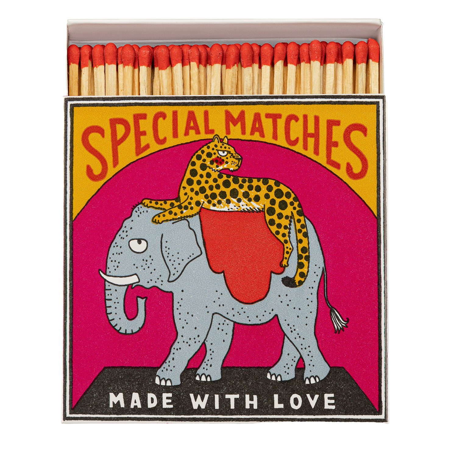 Elephant and Cheetah| Square Matchbox