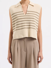 Enes Stripe Knit Vest | Chestnut Stripe