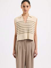 Enes Stripe Knit Vest | Chestnut Stripe