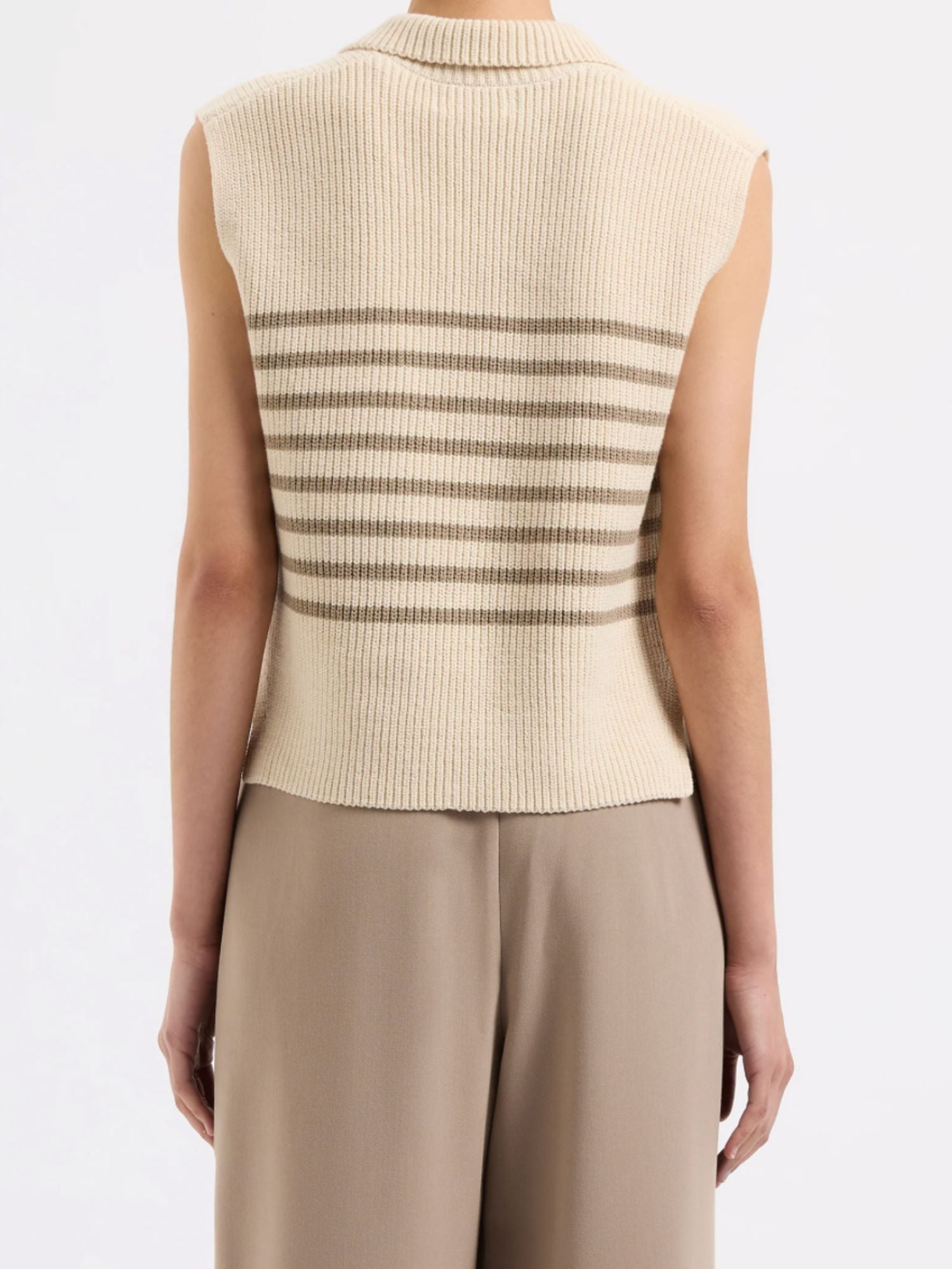 Enes Stripe Knit Vest | Chestnut Stripe