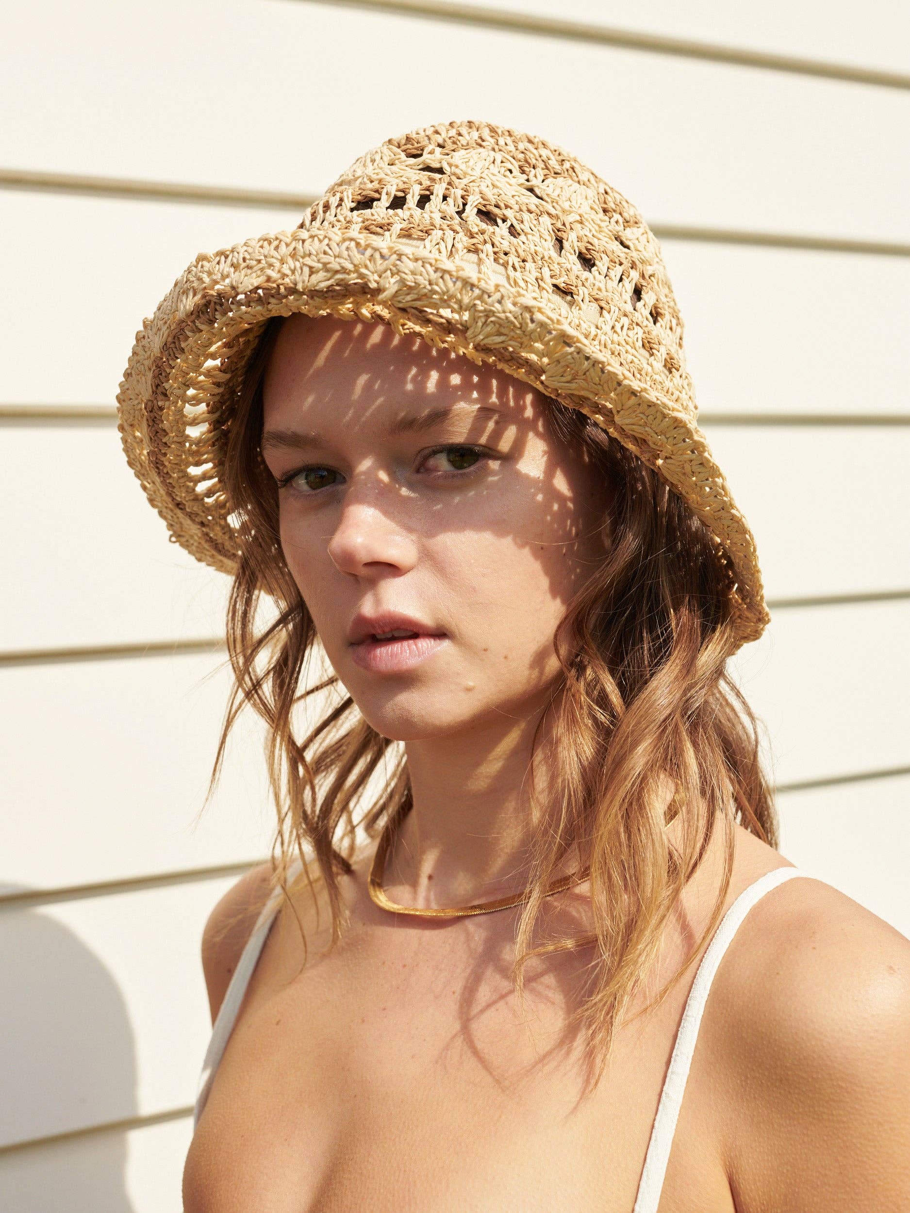 Crochet Summer Straw Hat in Natural