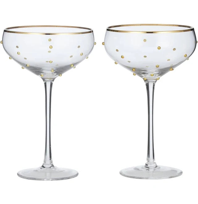 Gimlet Wine Glass Set Of 2 Glass Coupes | Clear\Gold