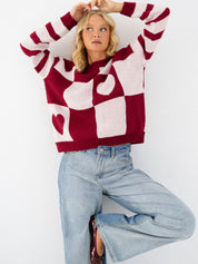 Paper Heart - Knitted Heart Jumper | Pink & Red