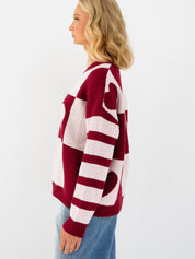 Paper Heart - Knitted Heart Jumper | Pink & Red