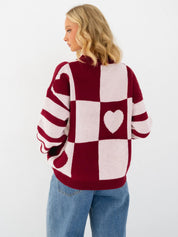 Paper Heart - Knitted Heart Jumper | Pink & Red