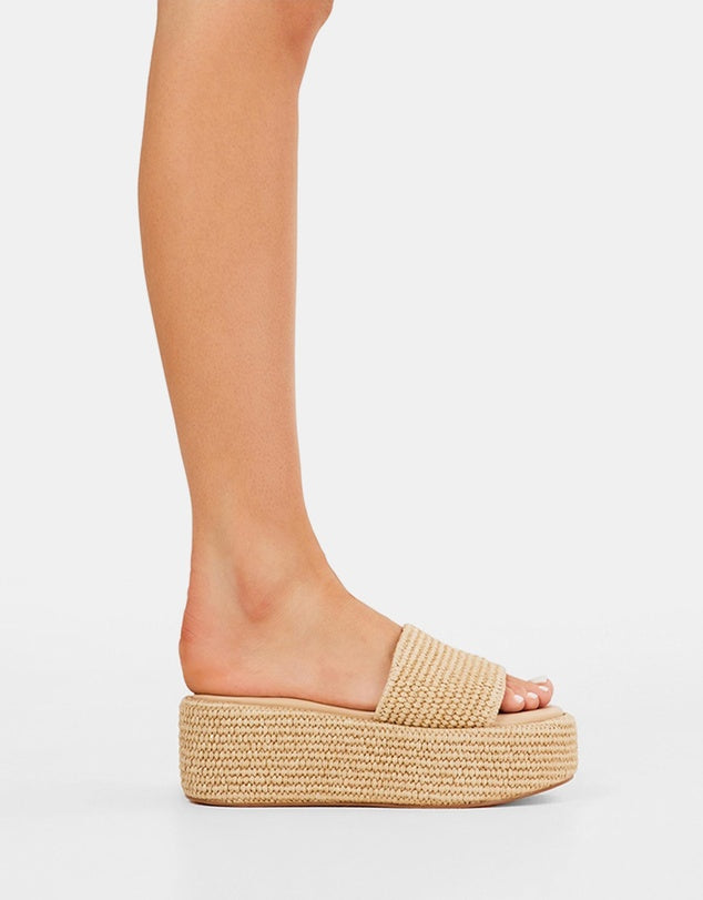 Billini Zabella Platform Slide | Natural Raffia