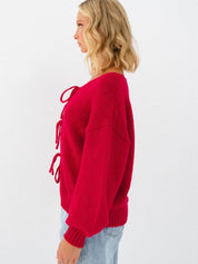 Paper Heart - Ivy Front Tie Cardigan | Red