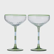 Lena Set Of 2 Rib Coupe | Blue & Green