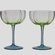 Lotti Set Of 2 Tulip Glass | Green & Blue