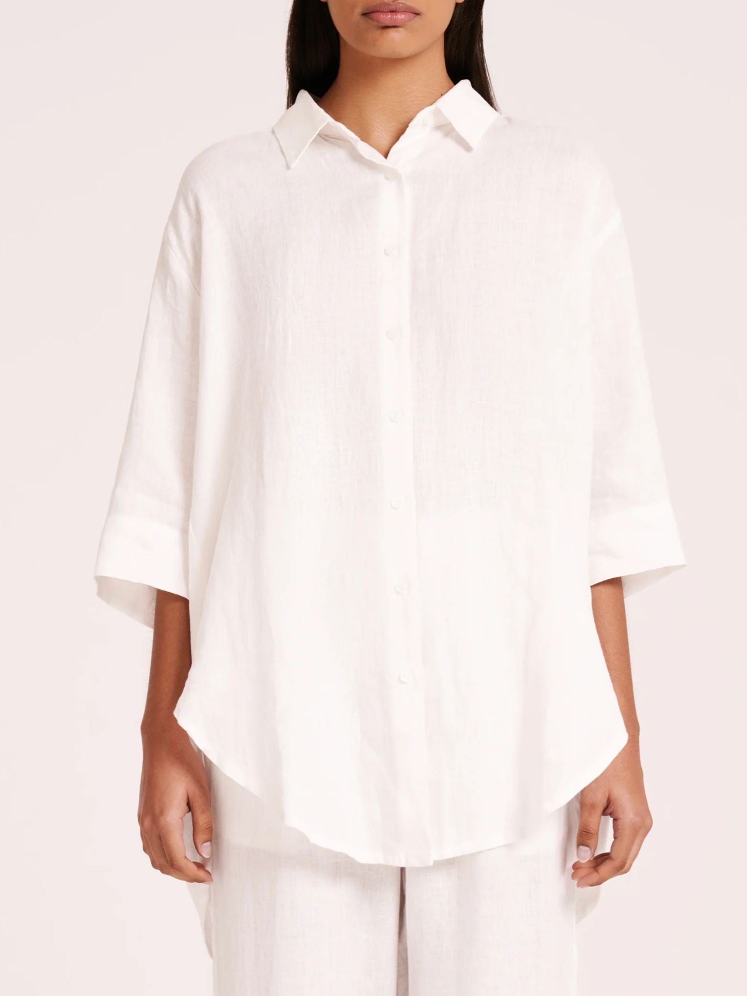 Lounge Linen Longline Shirt | White