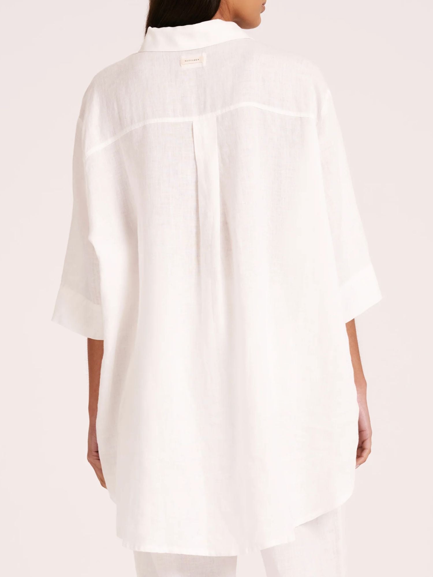 Lounge Linen Longline Shirt | White