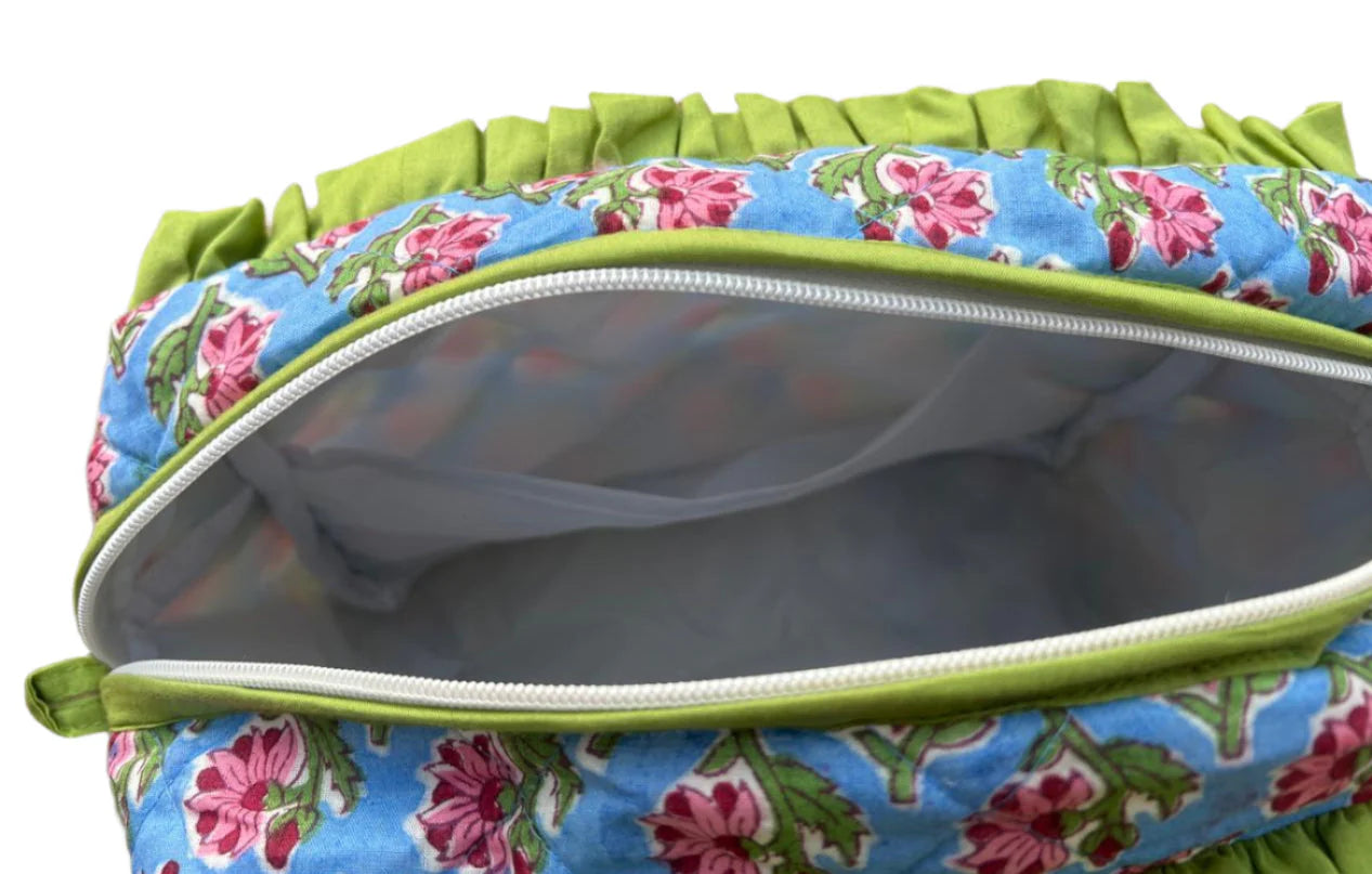 Green Frill Cosmetic Bag