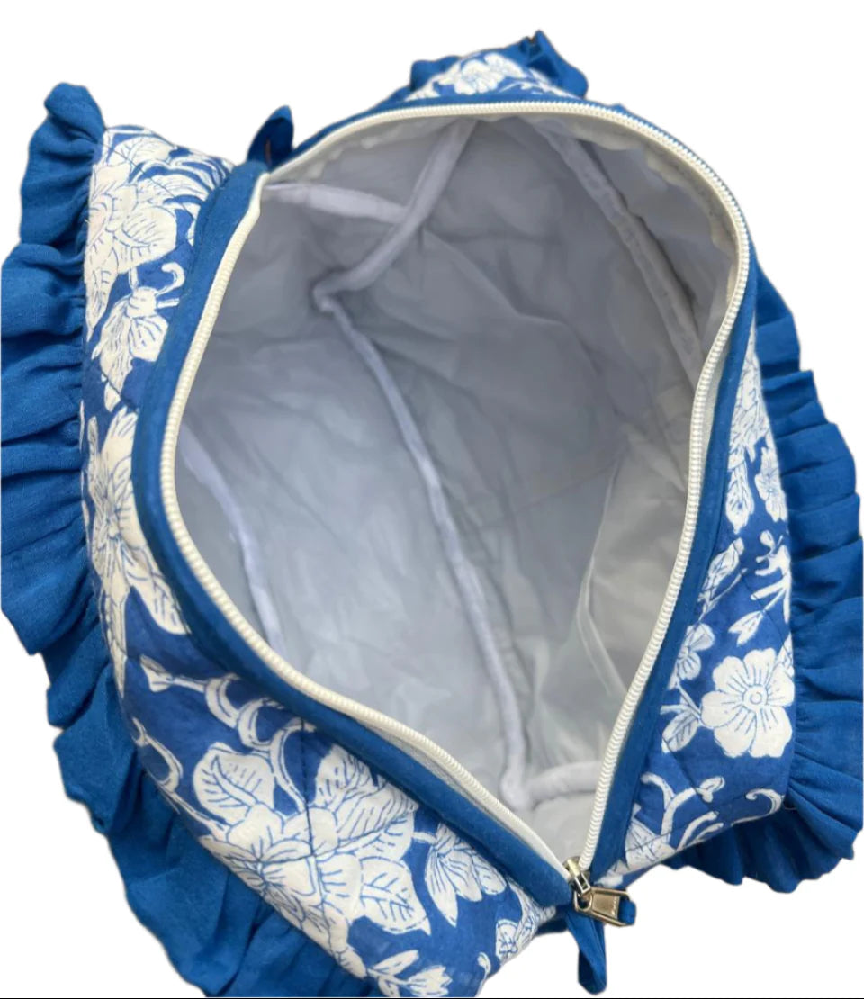 Blue Frill Cosmetic Bag