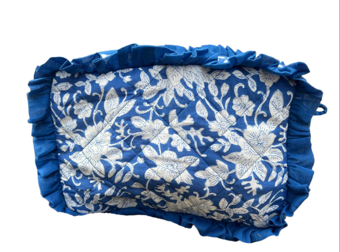 Blue Frill Cosmetic Bag