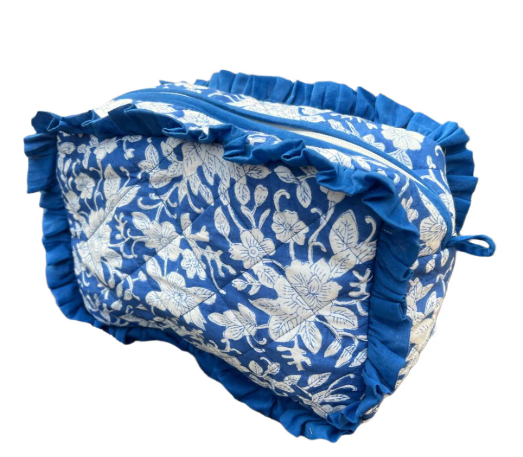 Blue Frill Cosmetic Bag