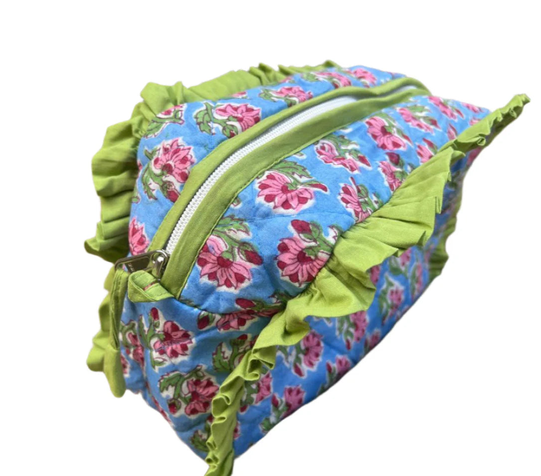 Green Frill Cosmetic Bag