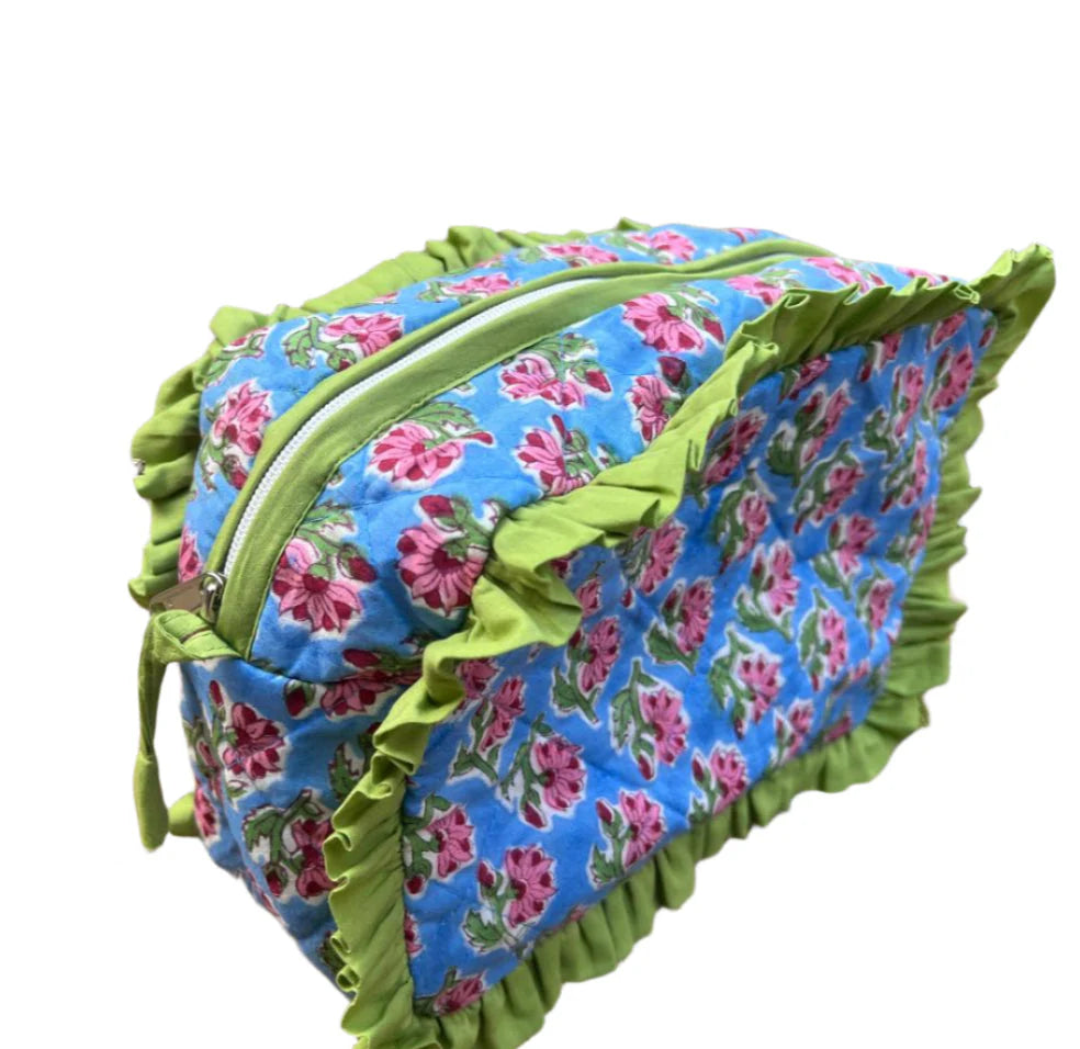 Green Frill Cosmetic Bag