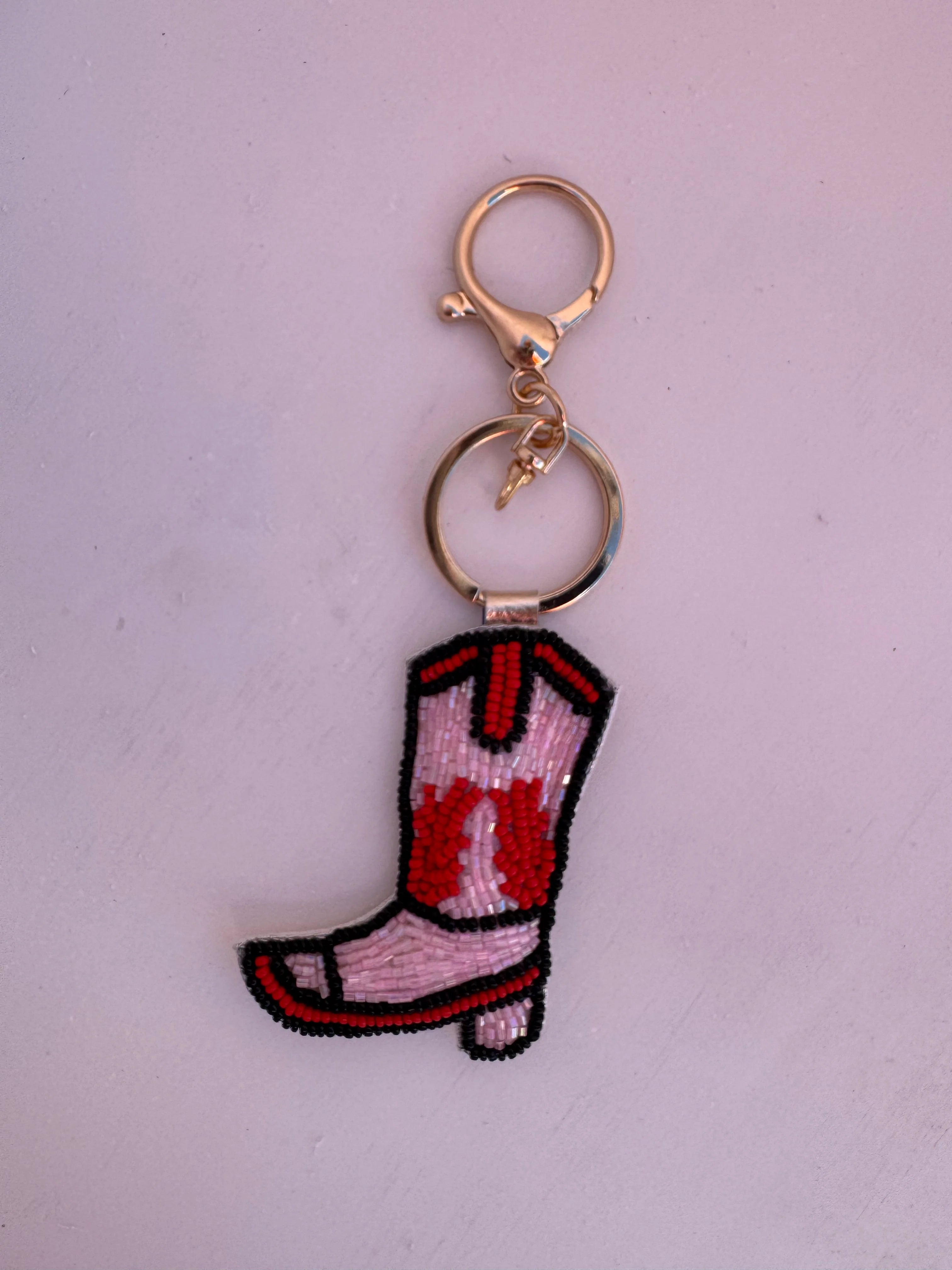 Pink Cowboy Boot Keyring