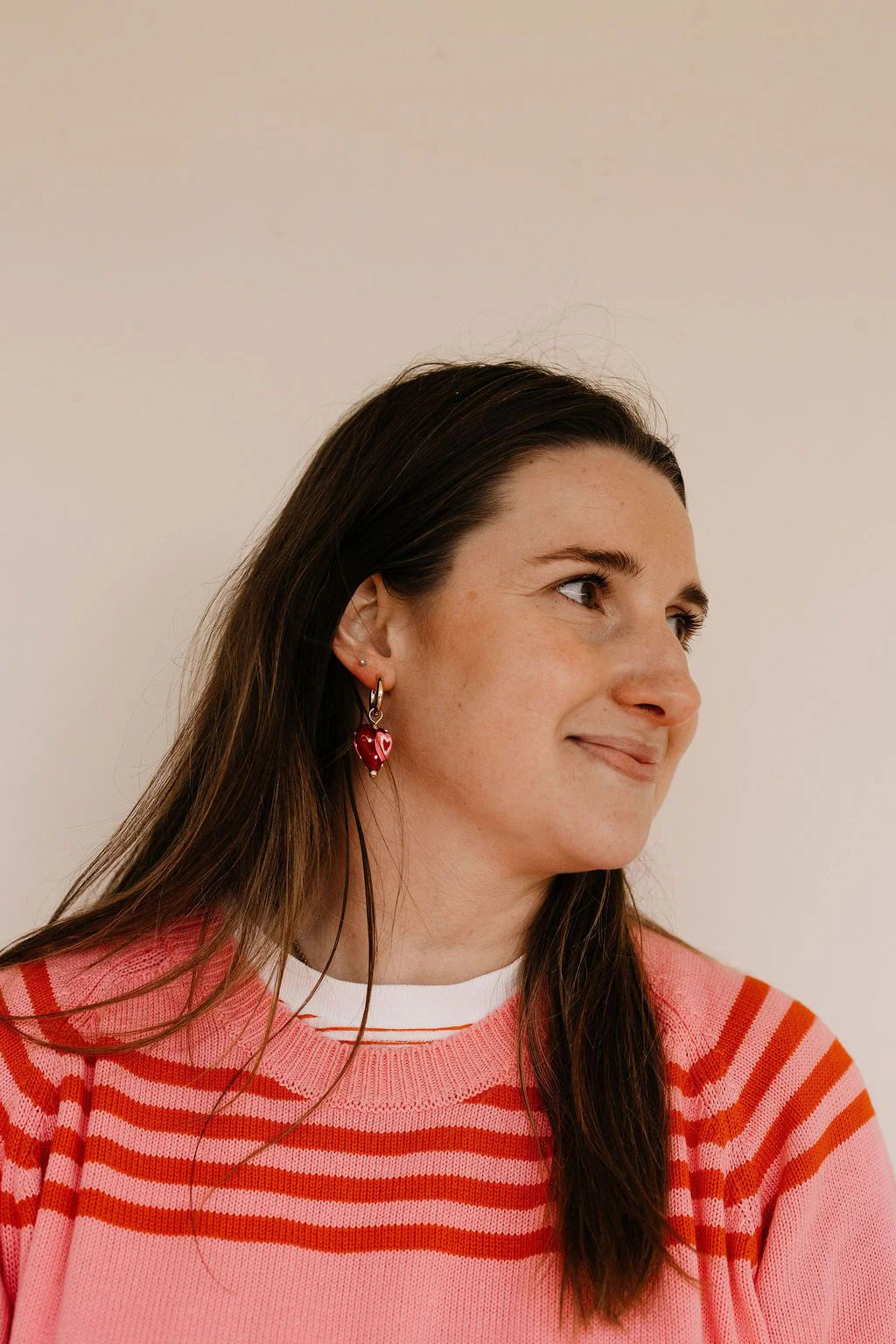 Red Love Heart Hoop Earrings