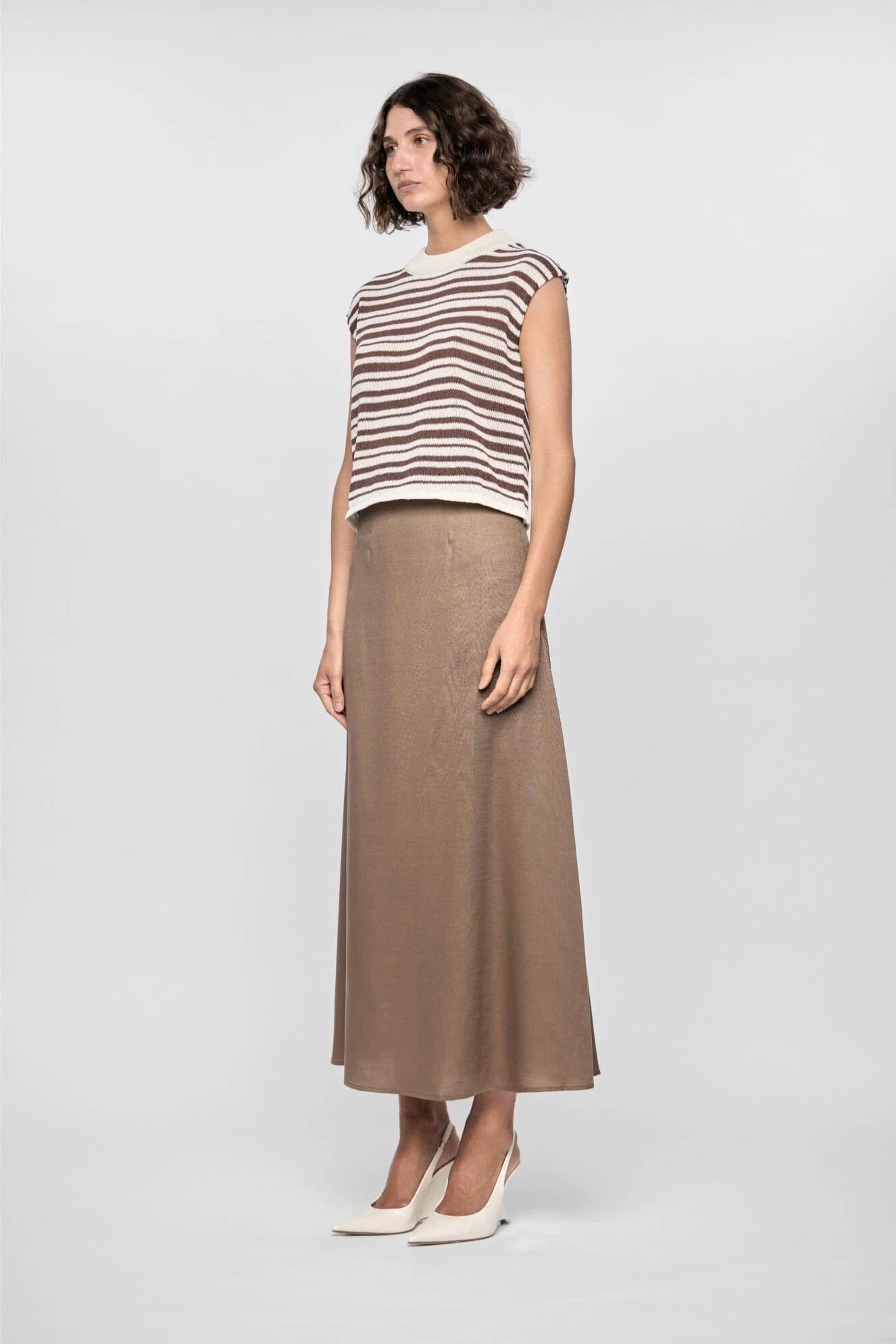 Staple The Label - Palmer Stripe Knit Tank | White\espresso