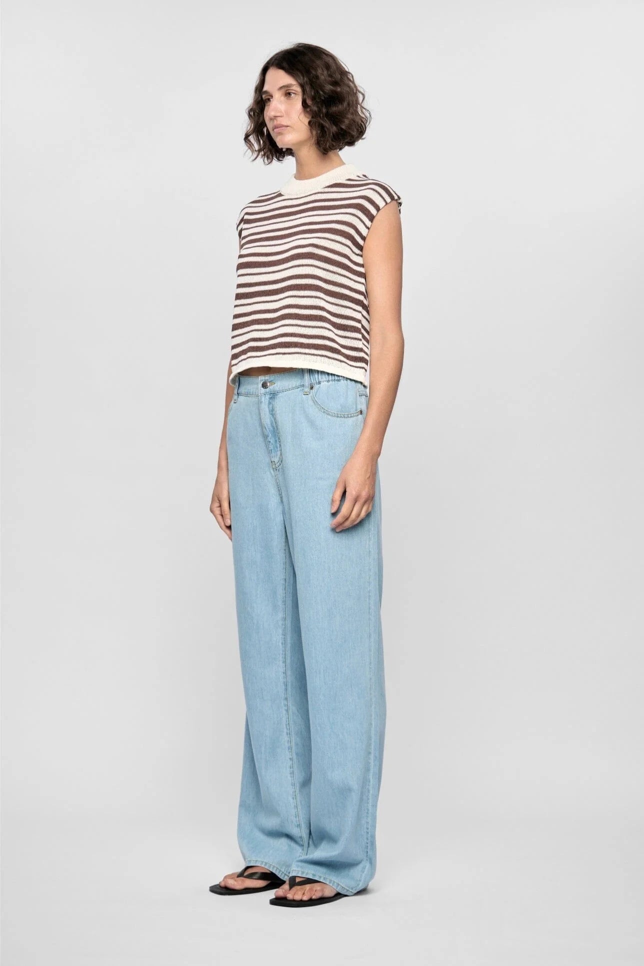 Staple The Label - Palmer Stripe Knit Tank | White\espresso