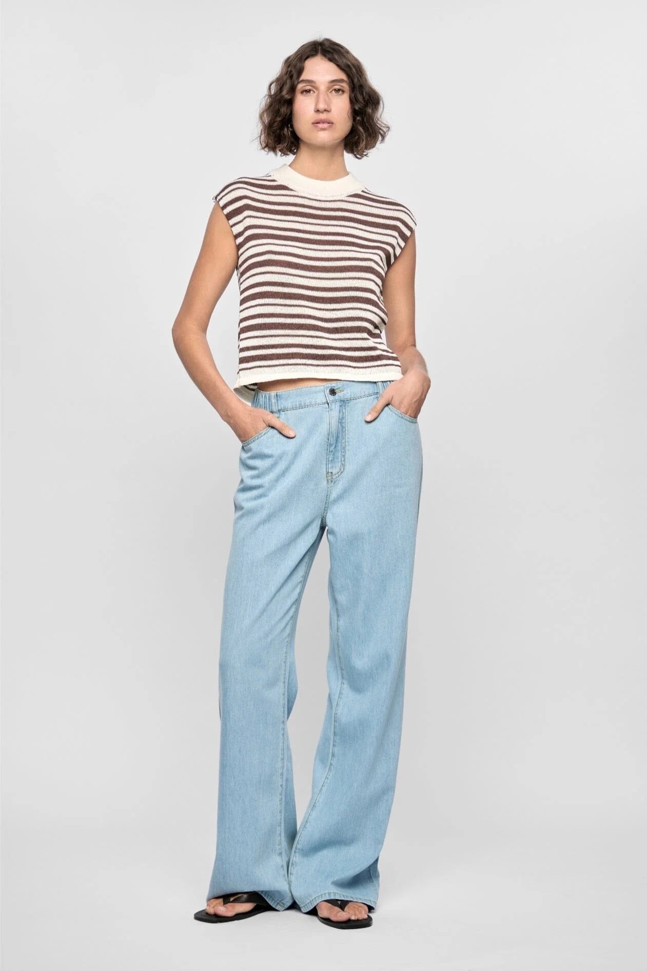 Staple The Label - Palmer Stripe Knit Tank | White\espresso