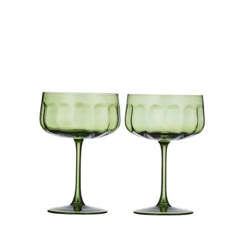 Studio Set Of 2 Glass Coupe | Olive