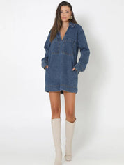 Tara Long Sleeve Mini Dress | Denim