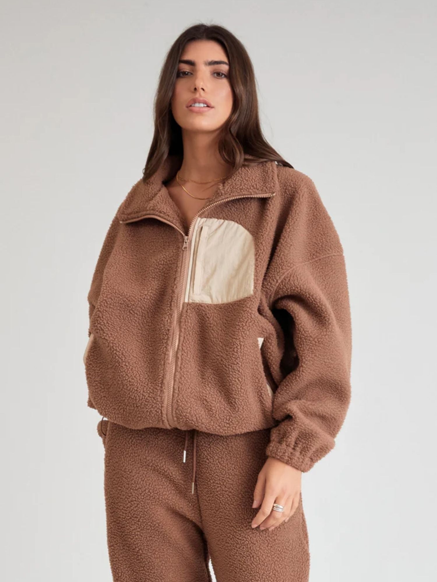 Teddy Fleece Jacket | Chocolate