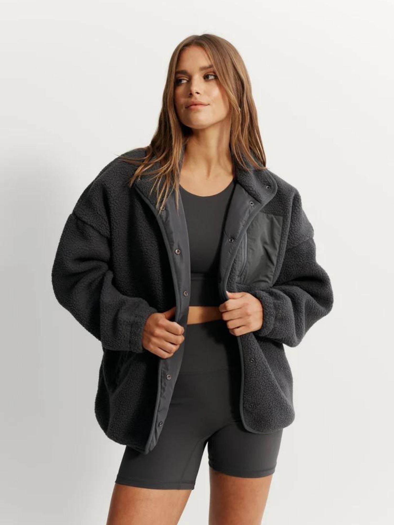 Teddy Fleece Jacket | Charcoal