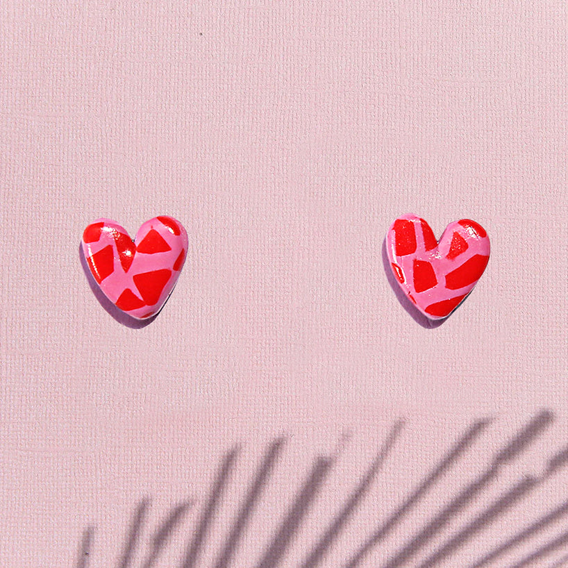 Terrazzo Heart Studs
