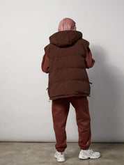 Oversized Reversible Puffer Vest | Chocolate/Latte