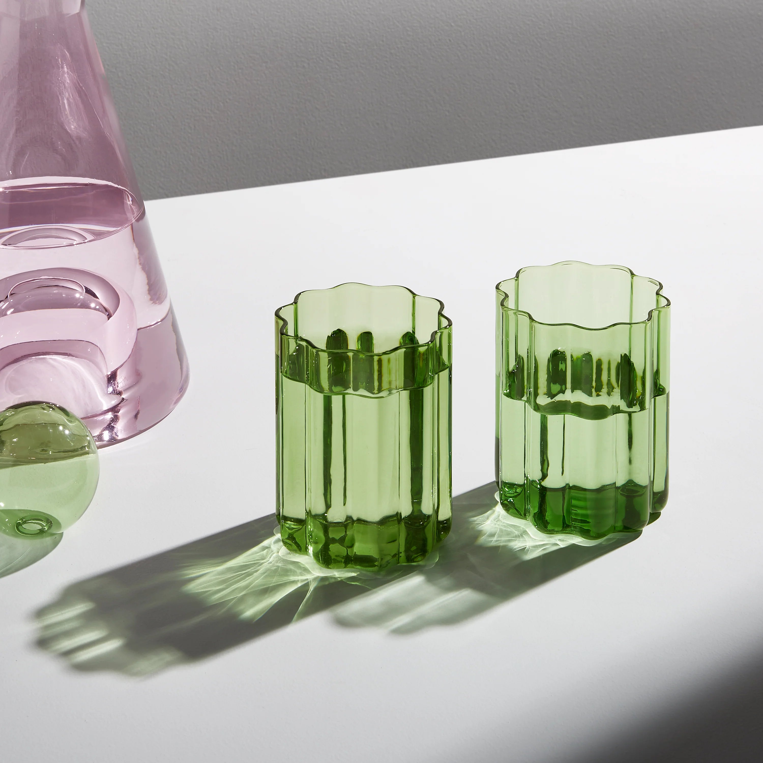 Fazeek Wave Glass Set Of 2 | Green