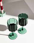 Fazeek- Two Wave Wine Glasses in Green