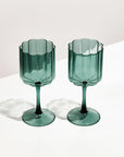 Fazeek- Two Wave Wine Glasses in Green